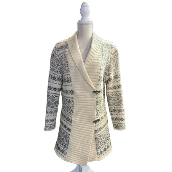 Woolrich Lambswool Blend Sweater Cardigan 3 Button Womens Medium Ivory Gray - Picture 1 of 14